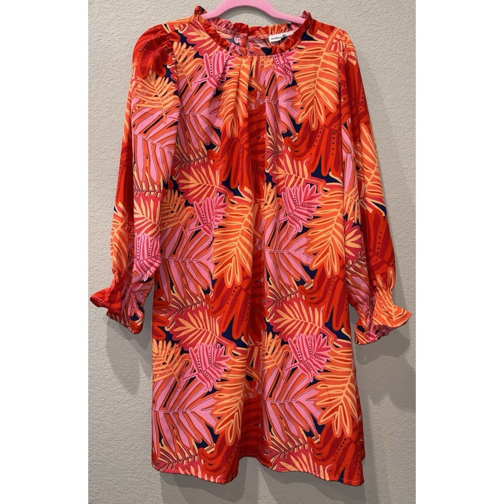 Michelle McDowell Sunny Days Bright Tropical Leaf Print Dress Women’s M